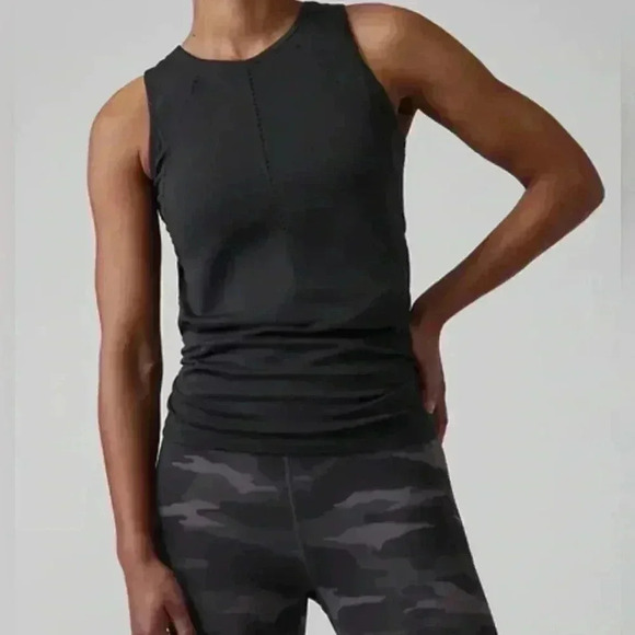 Athleta Foothill Seamless Split Back Tank Size XS | Color Black - Picture 1 of 12